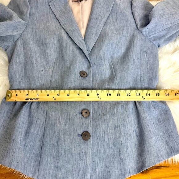 4 Rebecca Taylor TAILORED Peplum Linen Blend Blazer Jacket Light Blue - Picture 11 of 14